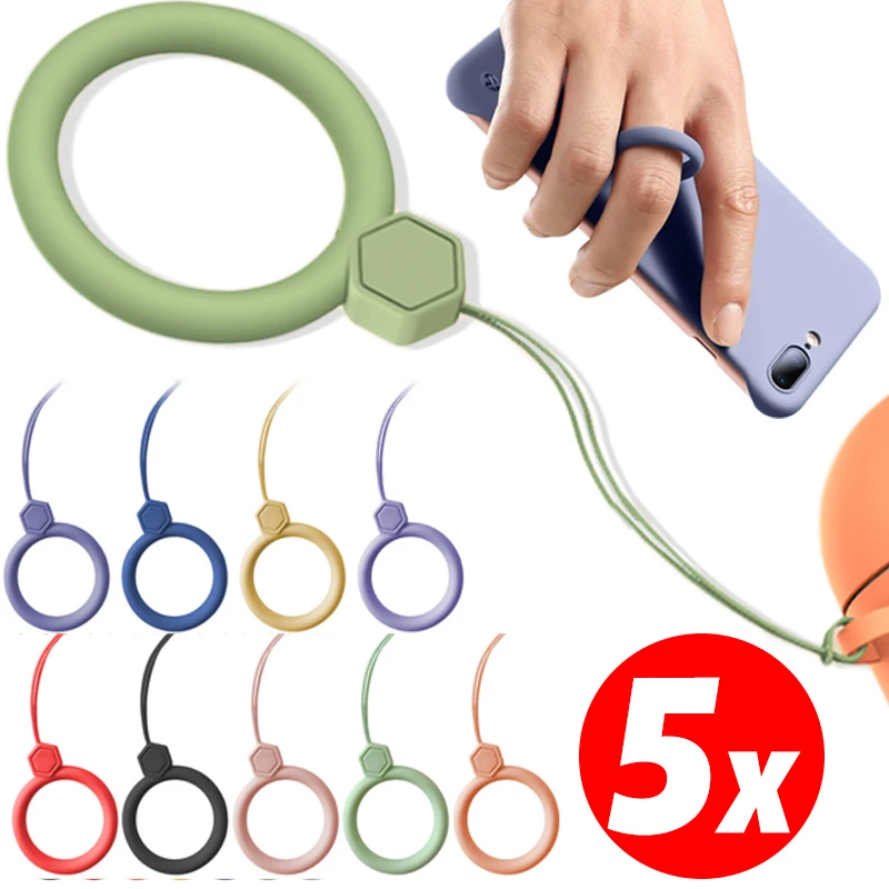 Silicone Mobile Phone Hanging Ring Anti-lost Straps Lanyard For iPhone Samsung U Disk Airpods Case Holder Keychain Hanging Rope