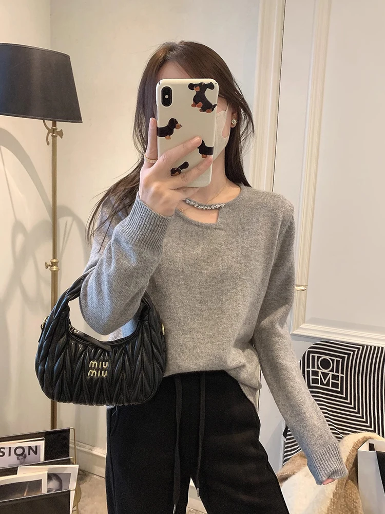 السيدات عادية طويلة Sve محبوك رداء علوي من الصوف لون نقي V-Ne البلوز الشتاء ملابس خارجية التخسيس تناسب مريحة