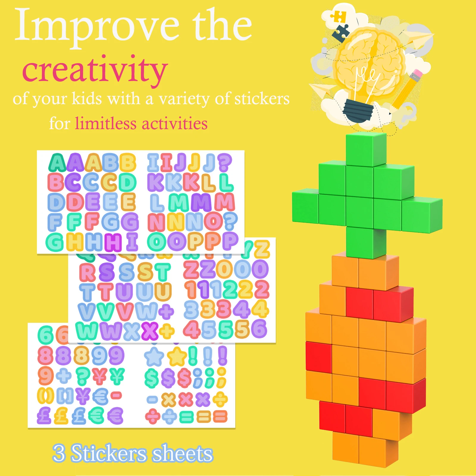 ثلاثية الأبعاد حجم كبير 41 قطعة اللبنات المغناطيسية 1.3In/3.3 سنتيمتر ألعاب مغناطيسية للبنين والبنات مكعبات البناء التعليمية لمرحلة ما قبل المدرسة