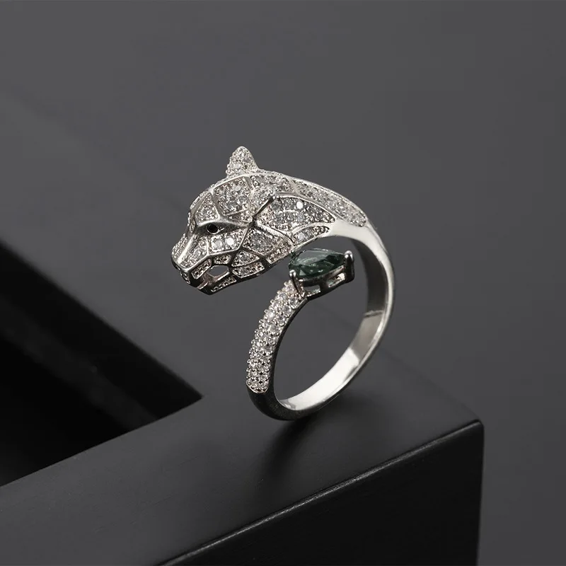 Leopard Head Micro Inlaid Rhinestone Rings for Woman Classic Design Fashion Jewelry Holiday Party Daily Simple Ring  Accessories