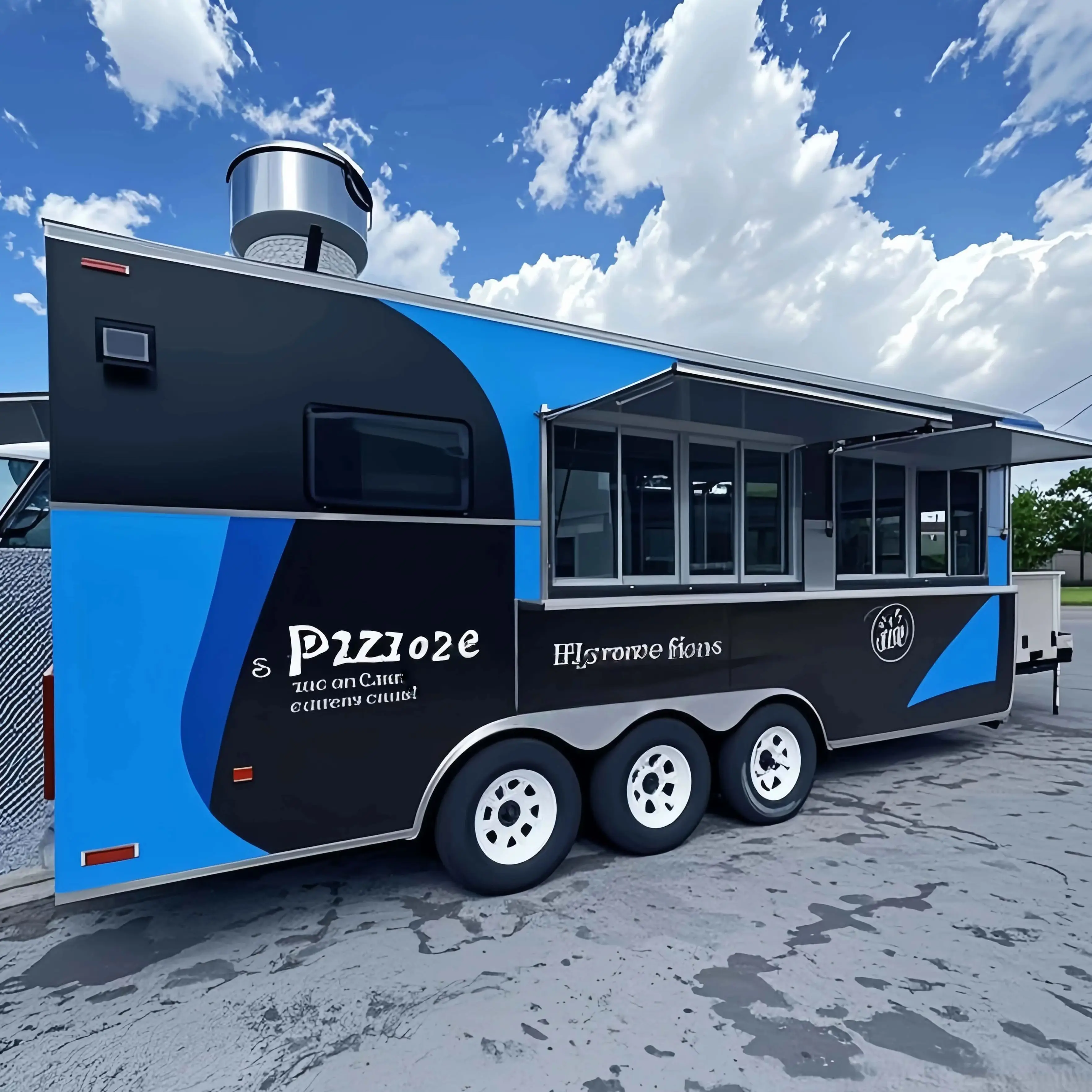 

BBQ Ice Cream Food Truck Trailer Catering Van Mobile Business Tent Caravan Commercial Food Cart