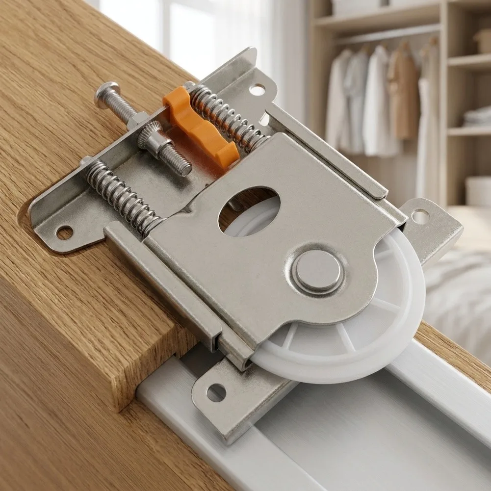 Sliding Door Roller Replacement Kit 4 Pack Metal and Plastic Components Smooth Operation for Uneven Track Adaptation