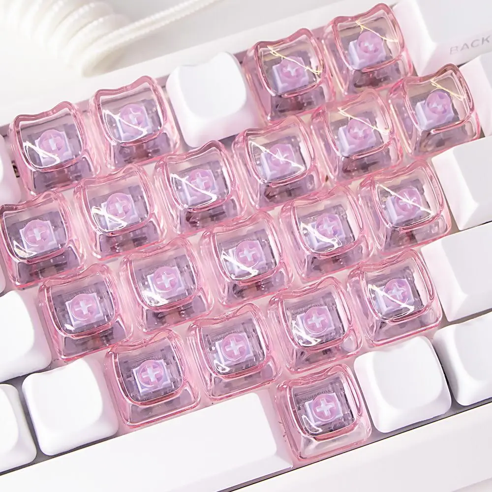 

Cute cat ears PC transparent keycap MAO high love 21 key no engraving custom mechanical keyboard keycap