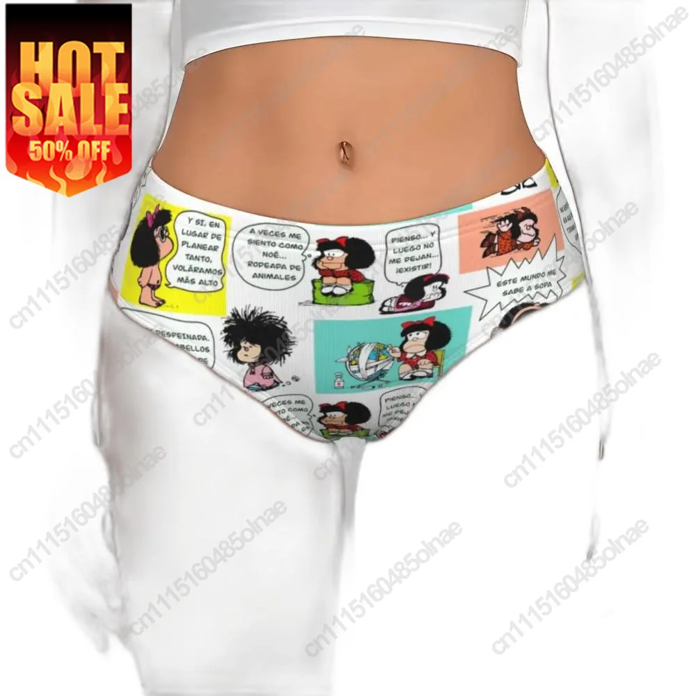 Sock Custom Women's Vintage Manga Mafalda Underwear Female Soft Brief Panties Kawaii Quino Cartoon Briefs Underpants