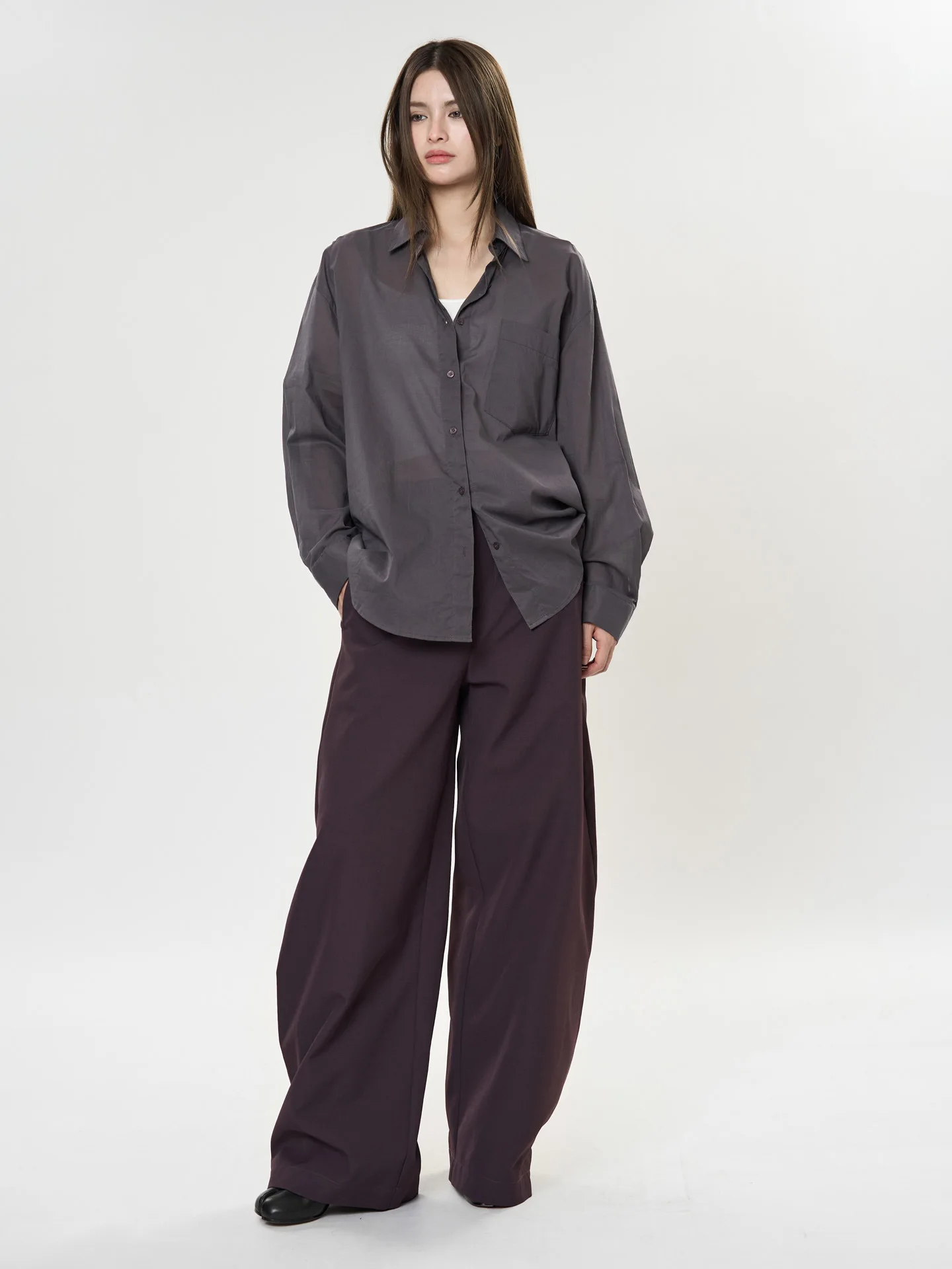 Old Money Style Scimitar Silhouette Pant Loose Fit High Waist Slimming Commuter Trousers For Women