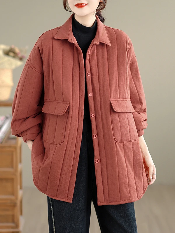 

Женское пальто из утолщенного хлопка с эффектом ретро-стиля, с большими карманами, средней длины, стеганое, на хлопковом утеплителе, теплое зимнее пальто.