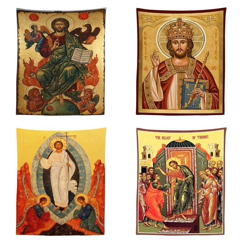 Tapiz religioso del rey de Cristo de Owaraka, catolicismo, resurrección, Jesús en la gloria, San Thomas, domingo, decoración de habitación de Ho Me Lili