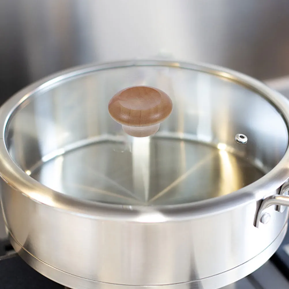 

4pcs Wood Replaceable Knobs Wear-Resistant Compact Kitchen Pan Compact Handle Lid Household Lid Knob Accessories