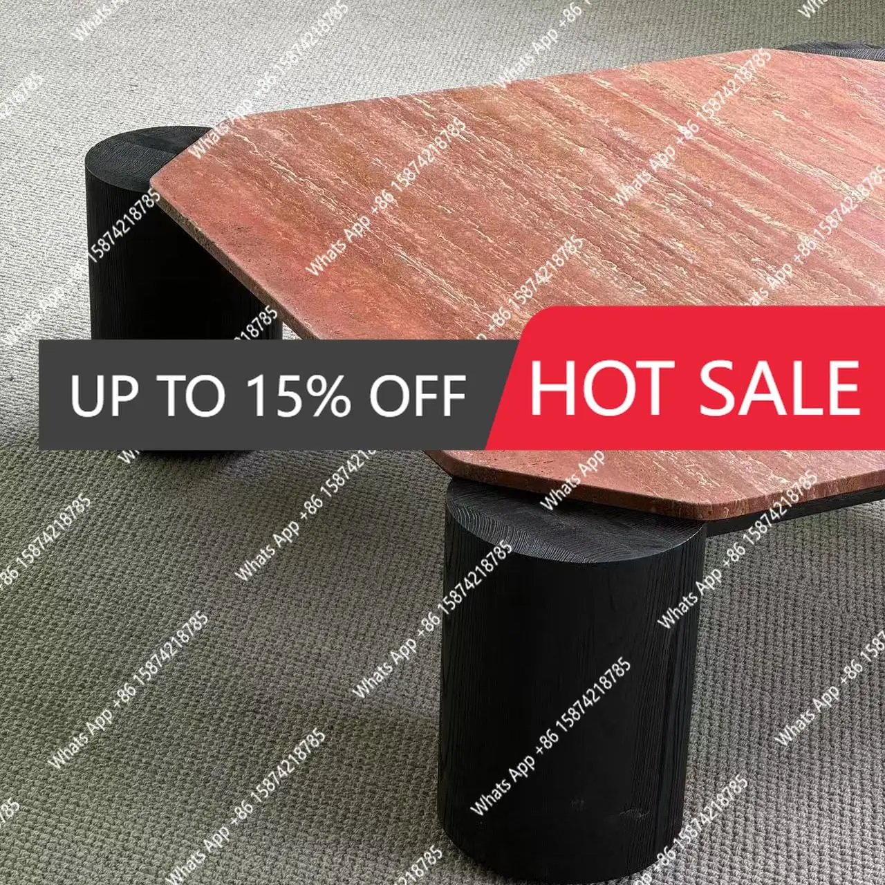 S Italian Travertine Coffee Table, Art Gallery Grade For Showroom & Villa, Heat & Scratch Resistant, Master Design, Customizable