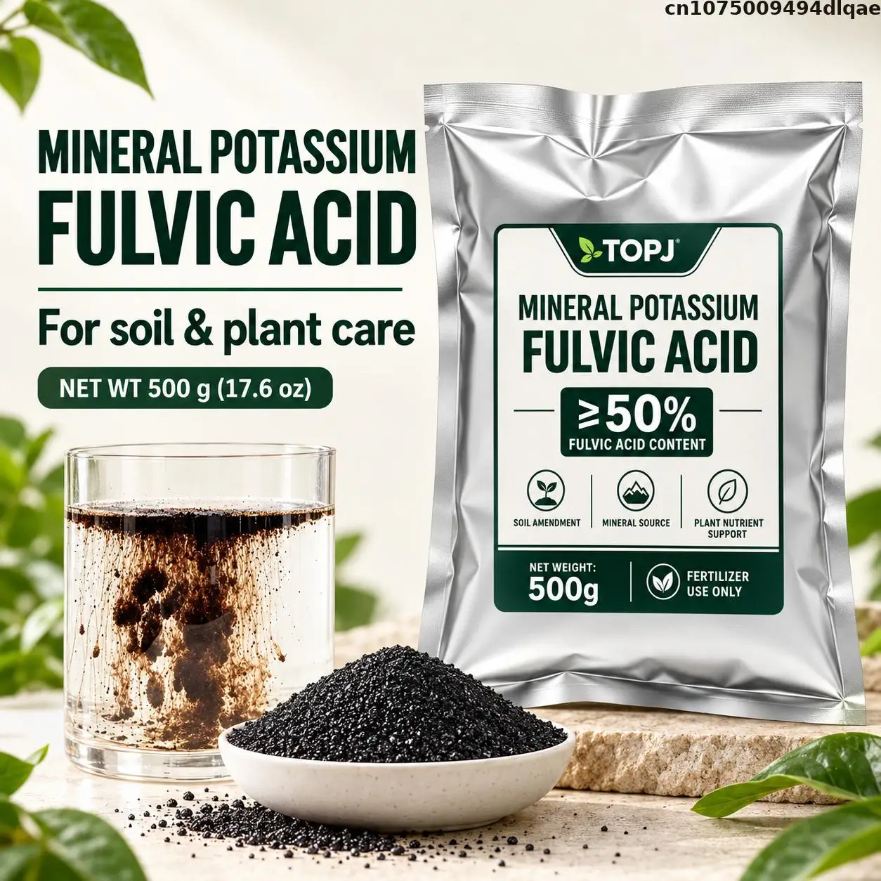Topj Potassium Fulvic Acid 50% Water Soluble Soil Amendment For Ornamental Flowers Garden & Hydroponics