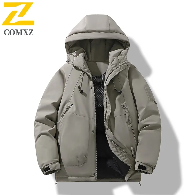 COMXZ 2025 Graphene Windbreaker Unisex Down Cotton Coat Streetwear Hooded Padded Jacket Windproof Waterproof Mountain Workwear