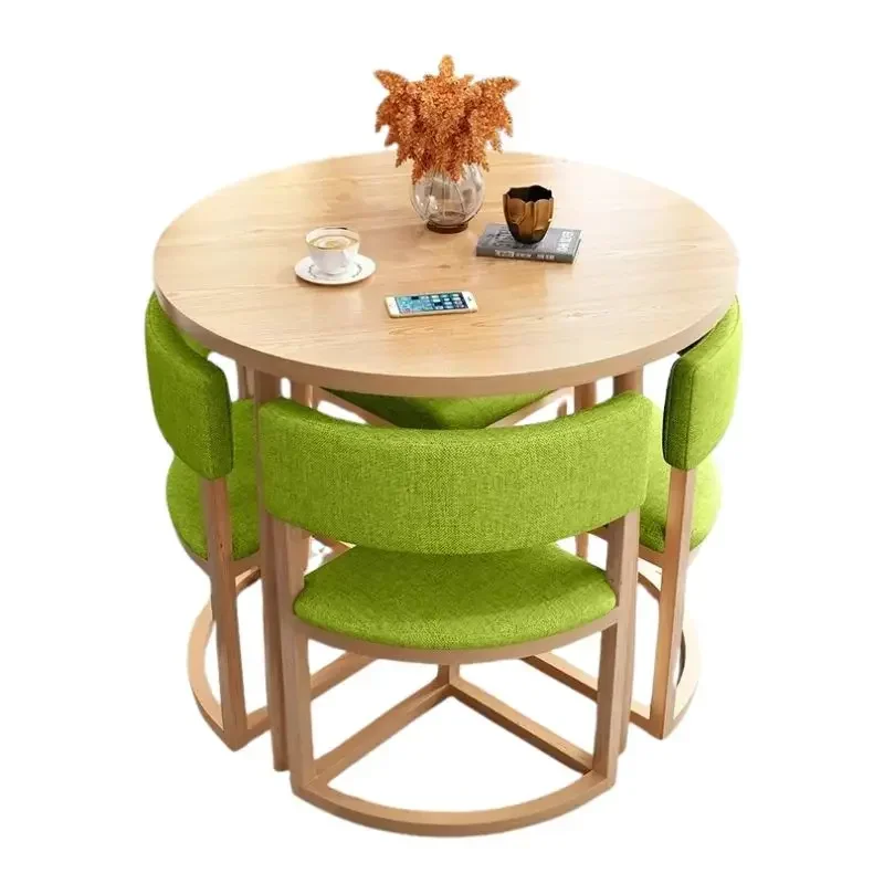 Gold Seller Round Mobile Dining Tables Set Kitchen Center Wood Table Hotel Extendable Floor Mesa Comedor Mesa