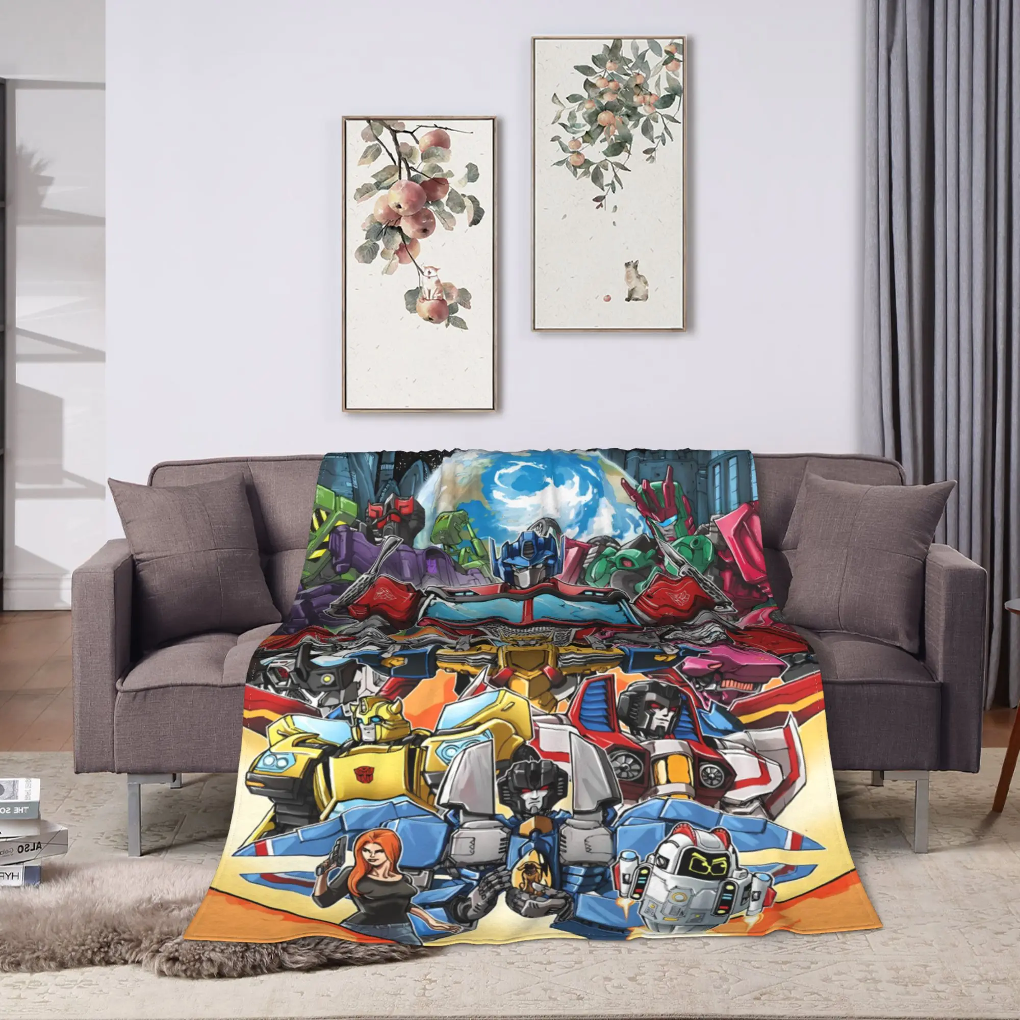 Transformered Cartoon Blanket  Travel Office Flannel Throw Blanket For Outdoor Warm Soft Design Quality Bedspread Gift Idea