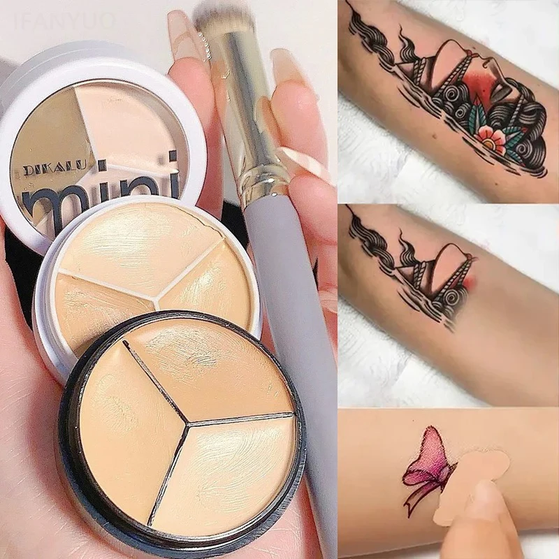 3 色コンシーラークリーム保湿カバーにきびスポットくま防水輪郭コンシーラーファンデーションクリーム顔化粧品