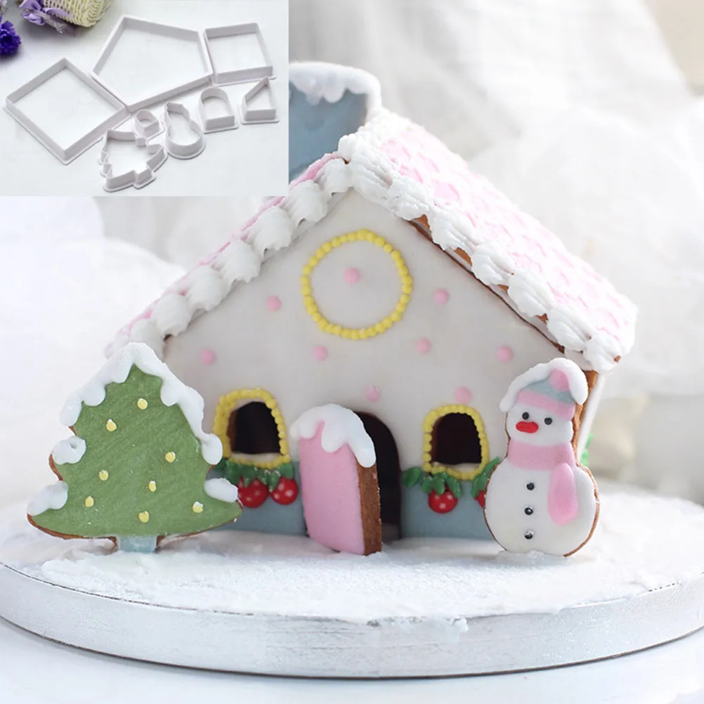 

8 Pcs House Shape Cookie Biscuit Mold DIY Chocolate Molds Stencils Gingerbread Tools Plastic Small Size