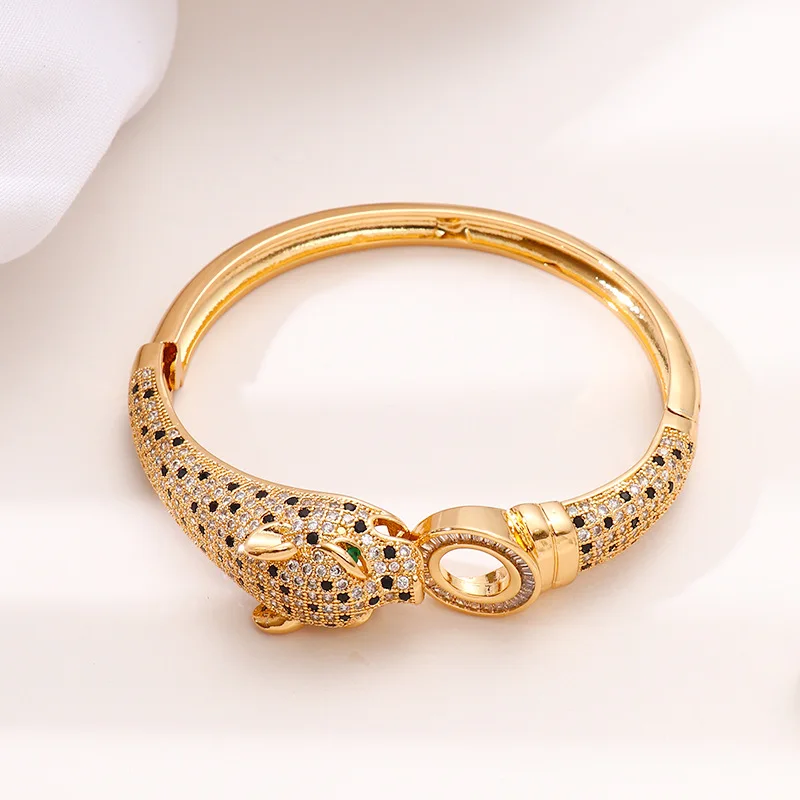 New Exquisite Personalized Light Luxury Hip Hop Full Diamond Leopard Women\'s Bracelet