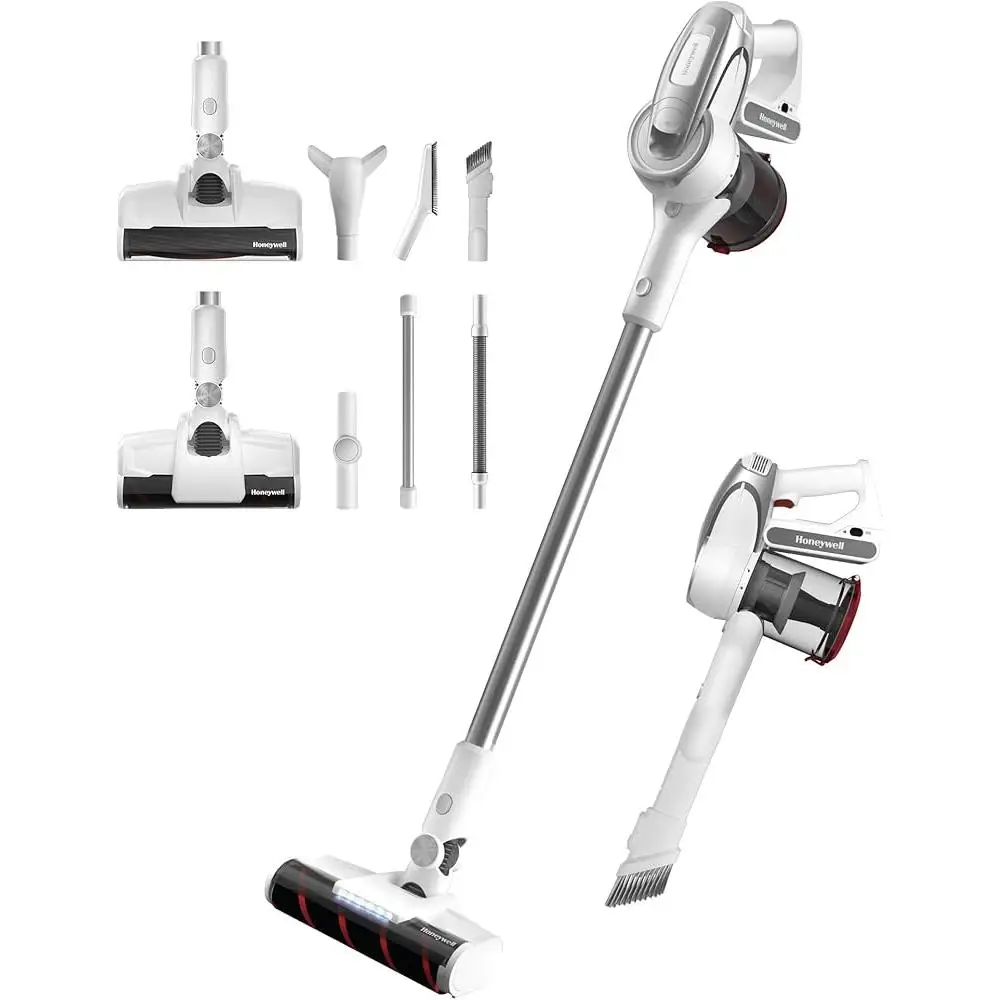 8-in-1 무선 진공 청소기 애완동물 헤어 스틱 진공 경량 엉킴 방지 카펫 하드 바닥 청소기(LED 조명 및