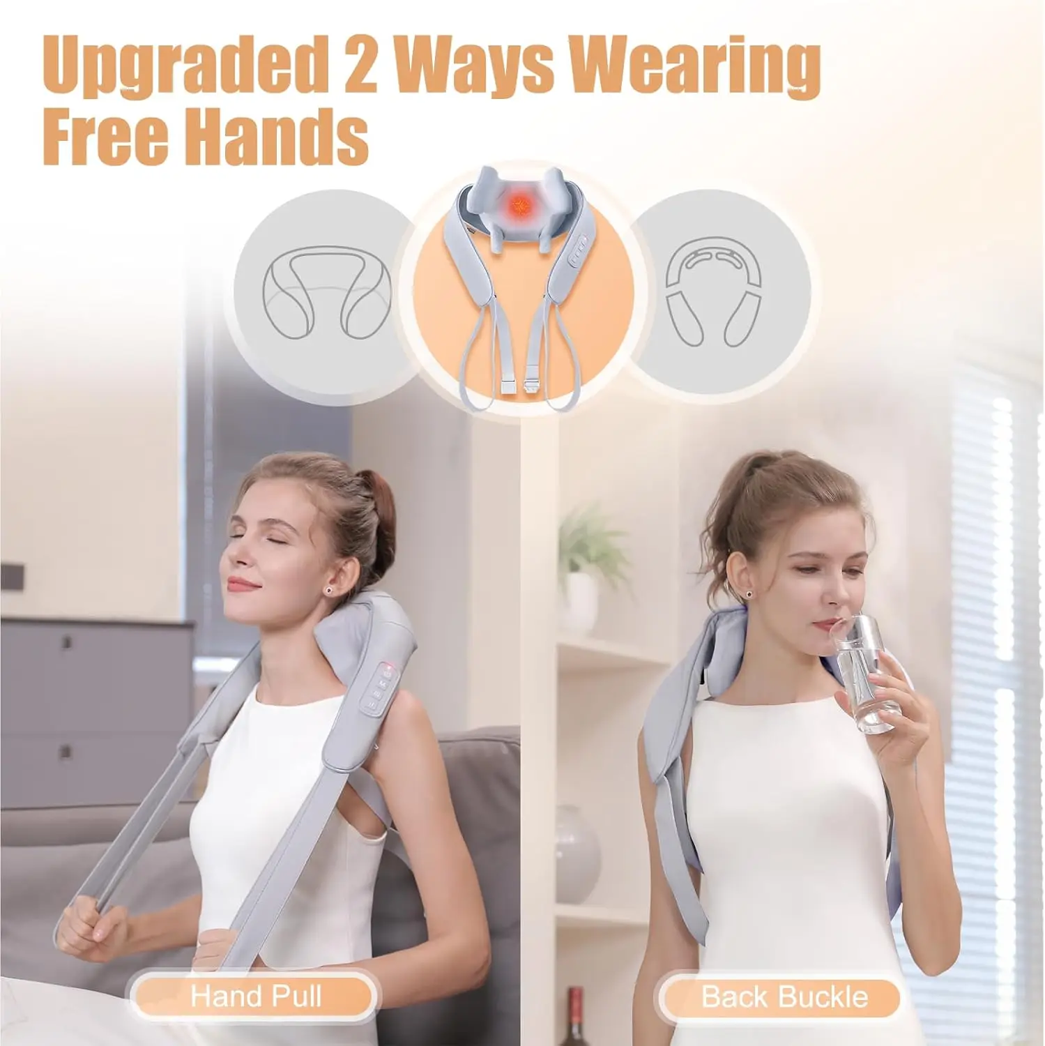 Electric Shiatsu Back and Neck Massager, Cordless Shoulder Massager with Heat, Deep Tissue 3D Kneading Massage Pillow for Should