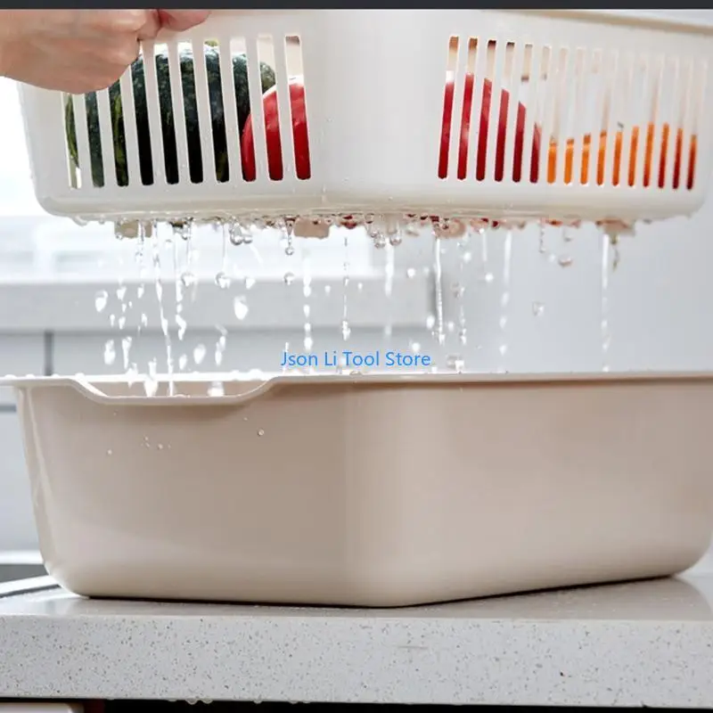 Y08D 2 in 1 Trình lọc nhà bếp Colander đặt gia đình Double Lớp cống nhựa cây nhựa thực vật