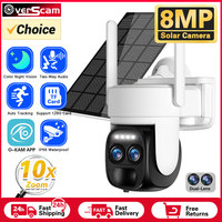 10X Optical Zoom 8MP Dual Lens WIFI PTZ Solar IP Camera 4K Outdoor Color Night Vision Bulit-in Battery Security Camera