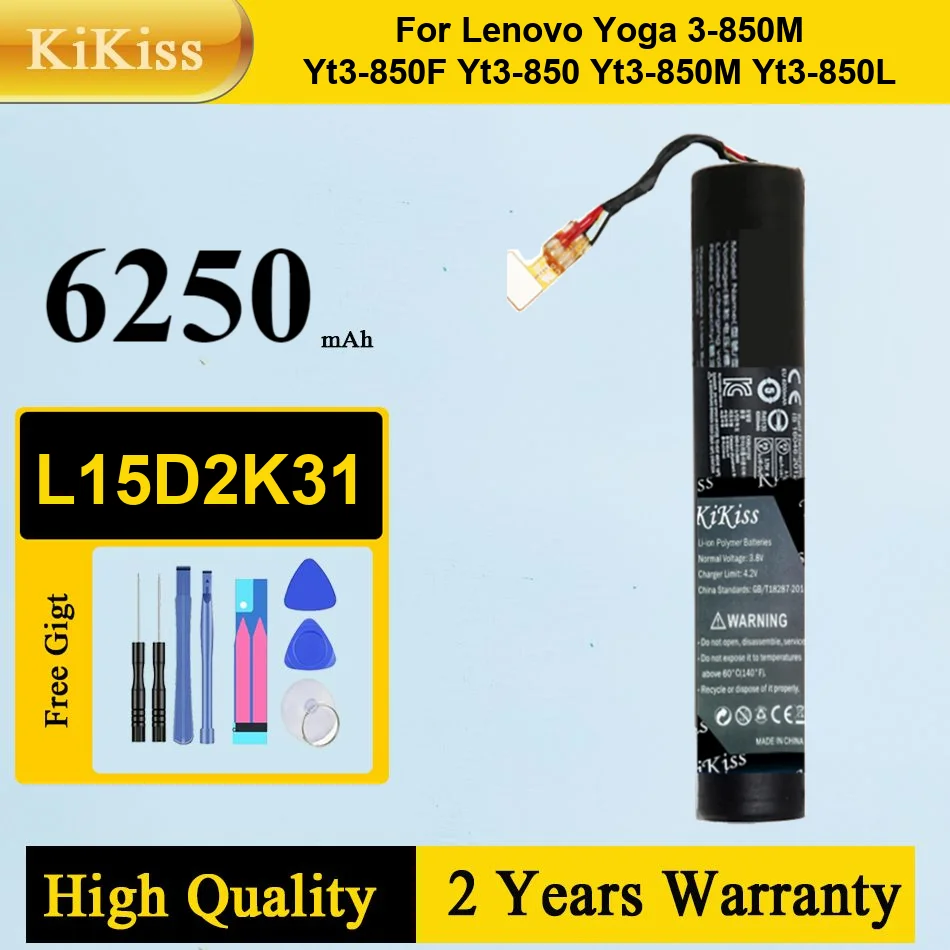 استبدال بطارية الجهاز اللوحي L15D2K31 طويلة الأمد لينوفو اليوغا 3-850M Yt3-850F YT3-850 YT3-850M YT3-850L 6250Mah