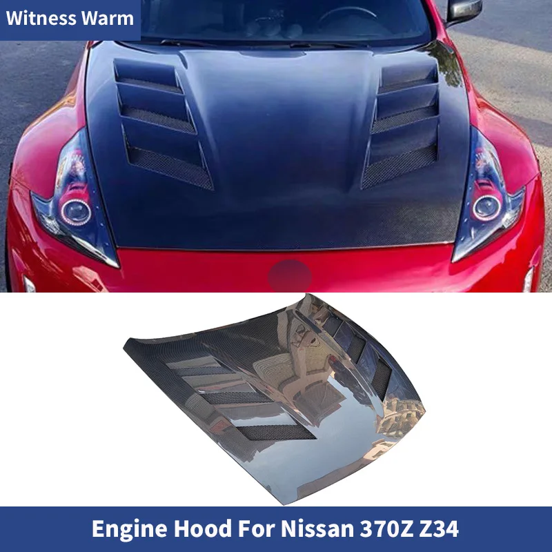 Couvercle de capot de moteur avant en Fiber de carbone forgé ventilé pour Nissan 370Z Z34 Sport Coupé
