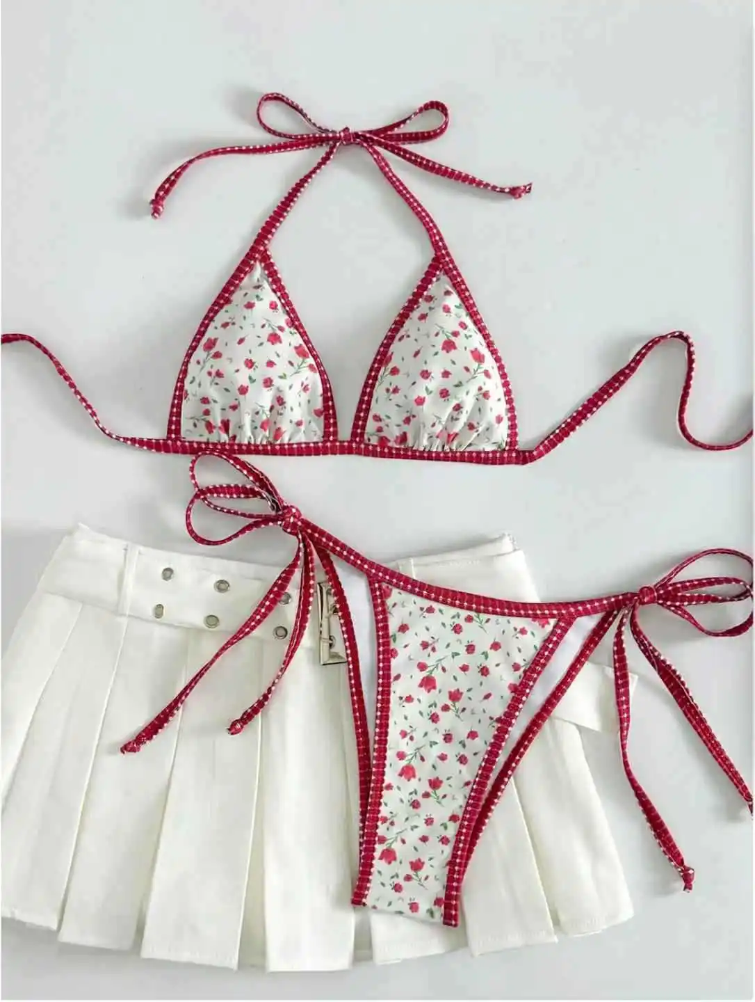 

Fashion Print Bikini Swimwear for Women Sexy Backless Swimsuit Bikini Set Split Bathing Suit LowWaist Binding Strap Beach Bikini