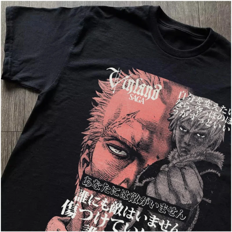 

Vinland Saga Anime Cotton Short Sleeve T-Shirt Men Women Worn-In Style Retro Print Graphic Tees for Cosplay and Fans