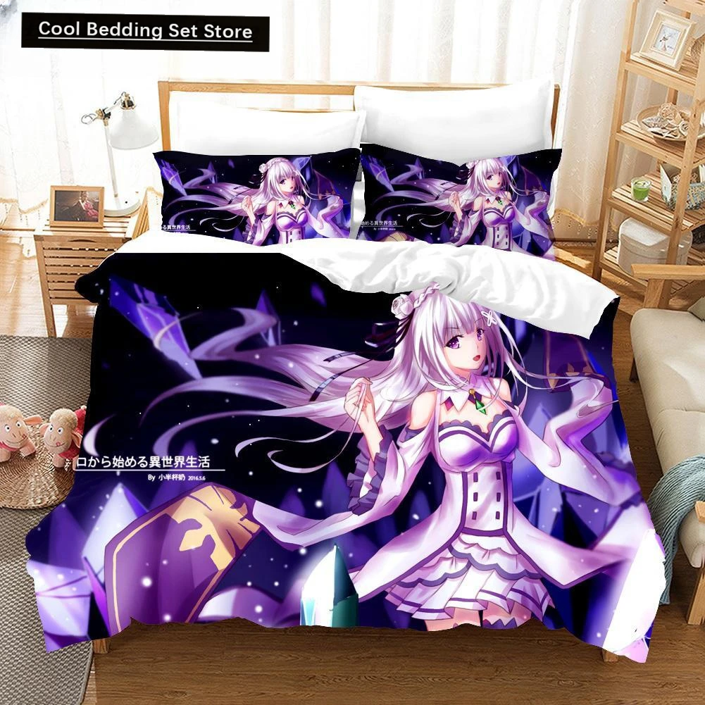 

3D Print Cartoons Rem Ram Bedding Set Life in a different world from zero Anime Duvet Cover Sets Comforter Bed Kids Bedclothes