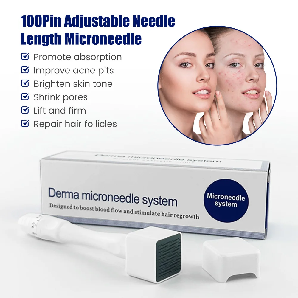 Adjustable Titanium Needle Derma Stamp Scalp Massager Infusion System 140/100 Pins Micro Needles Skin Rejuvenation Tool Dropship