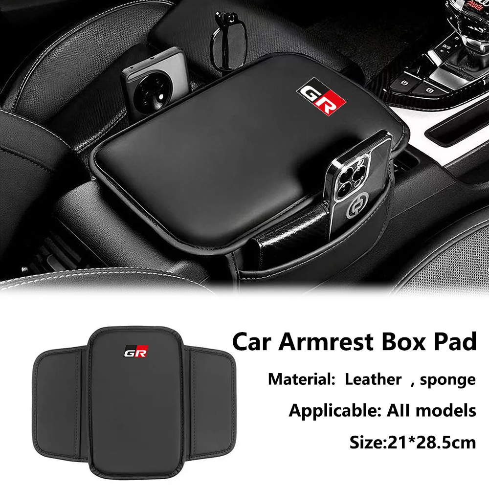 Capa protetora para console central de carro, couro universal, caixa de apoio de braço, almofada para toyota harrier gr hilux, acessórios automotivos