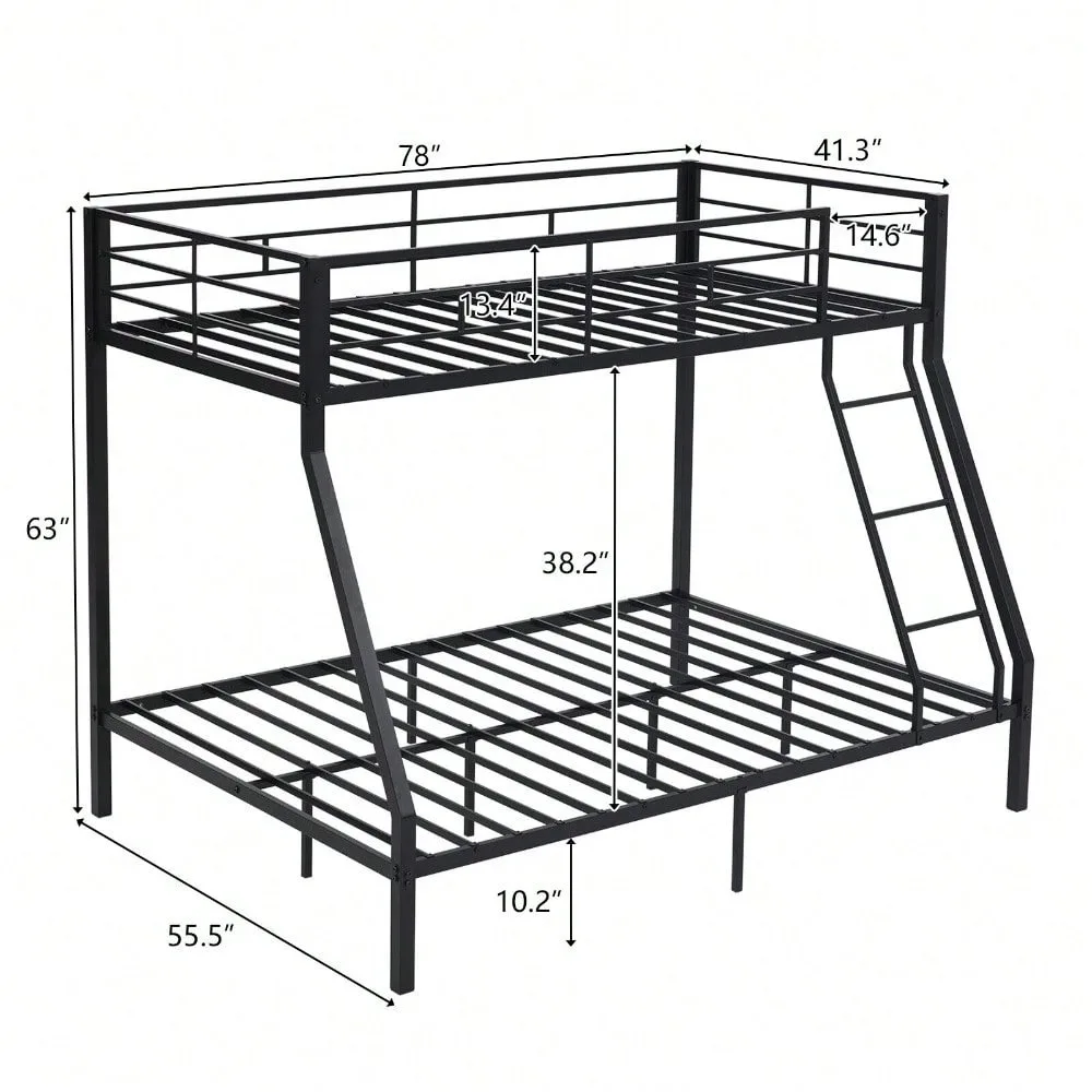 Twin Over Full Metal Bunk Bed for Kids Teens Adults Heavy Duty Metal Bunk Bed