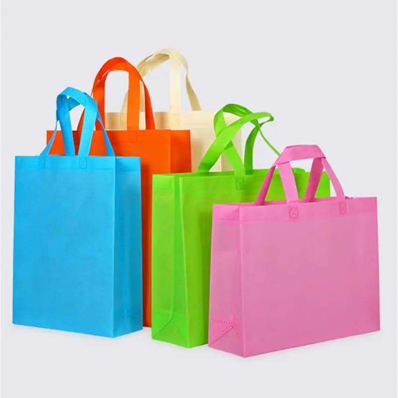 20 Pieces Large Custom LOGO Printed Eco-Friendly Reusable Non-Woven Fabric Gift Bags Foldable Non-Woven Shopping Bags for Travel