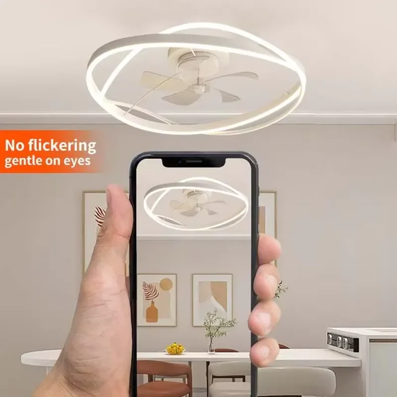Simple Modern Decorative Design LED Ceiling Fan with Light for Bedroom Dining Room & Hotel Decor Remote Control Included