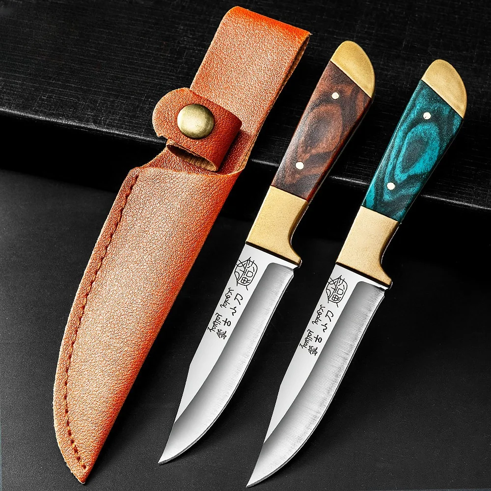 Fruit Knife Hand Held Small Knives For Lamb Eating Portable Dining Knife Kitchen Small Knife With Leather Cover Outdoor Knife