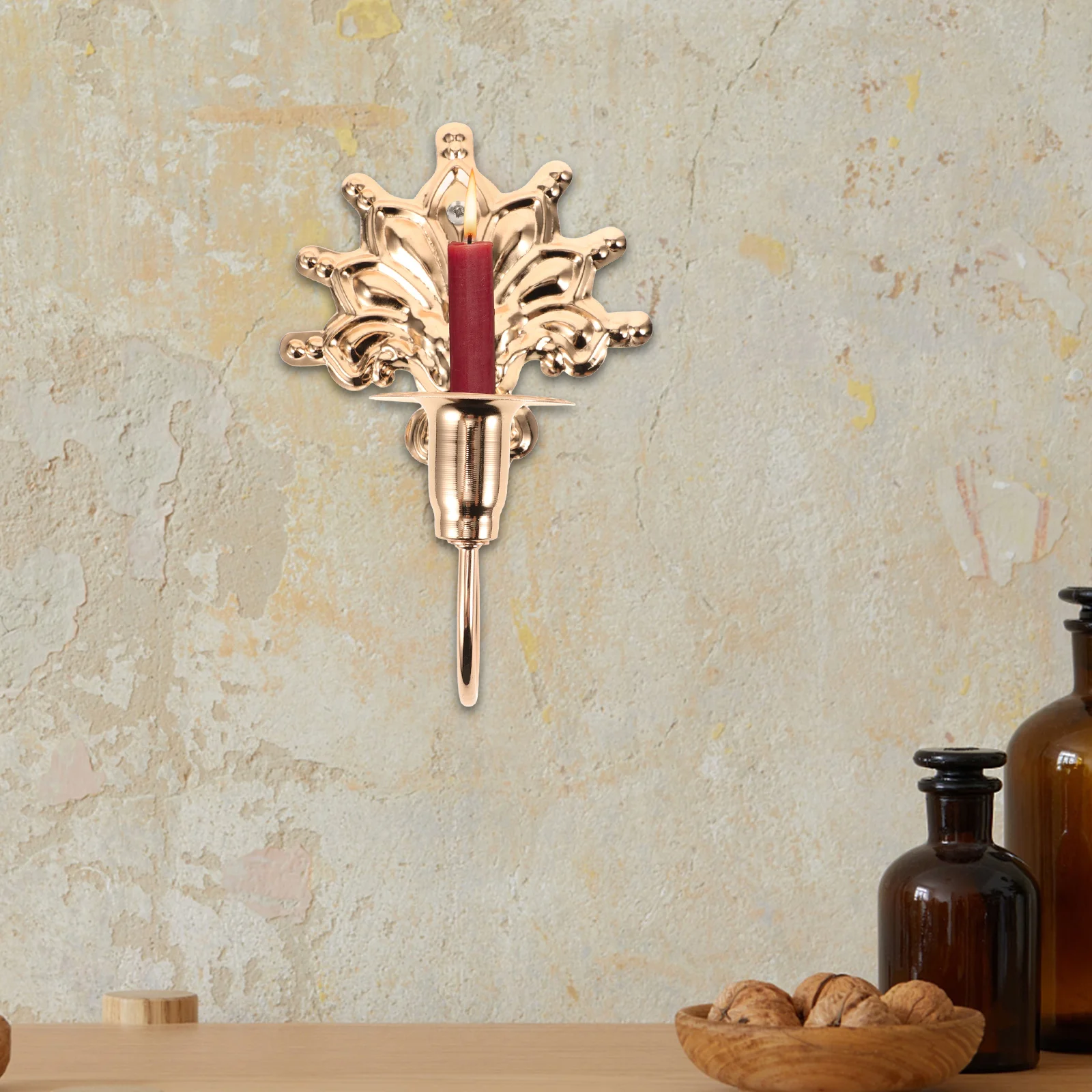 

European Style Metal Mount Holder Candlestick Decorative Stand For Home Party Taper Wall Sconce Multi-Use Elegant