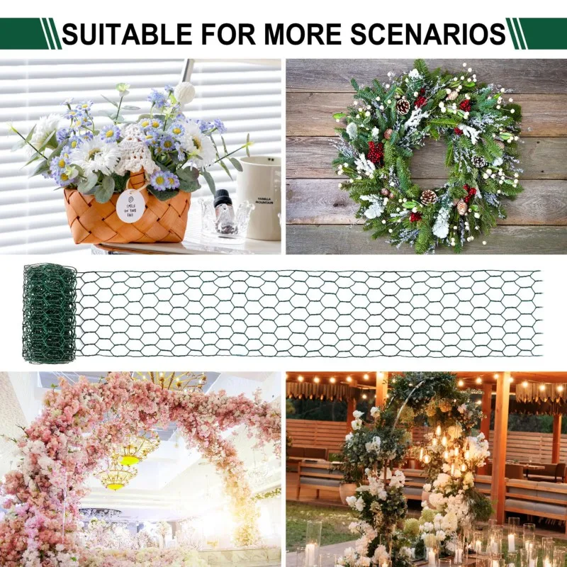 AT05-For Floral Art Hexagonal Iron Wire Netting- Rolls In Green, Black, Coffee For Wedding Bouquet& Gardening DIY Projects