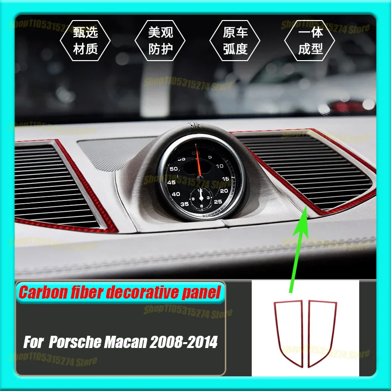 Dashboard Air Conditioner Air Outlet Frame, Suitable for Porsche Macan 2008-2014 Red Carbon Fiber Soft