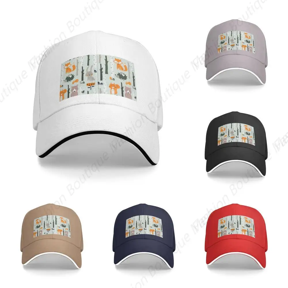 

Hot-Selling Cute Fox Bear Bird Tree Printing Hat Sandwich Caps Peaked Caps Trucker Hat Men Women Outdoor Sport Travel Sun Visor