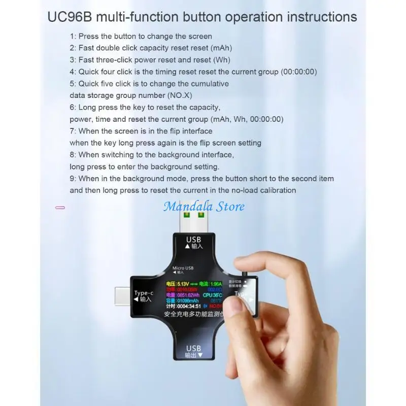 

U2JC 2 in 1 Type-C USB Tester Digital Multimeter Current Voltmeter Detectors