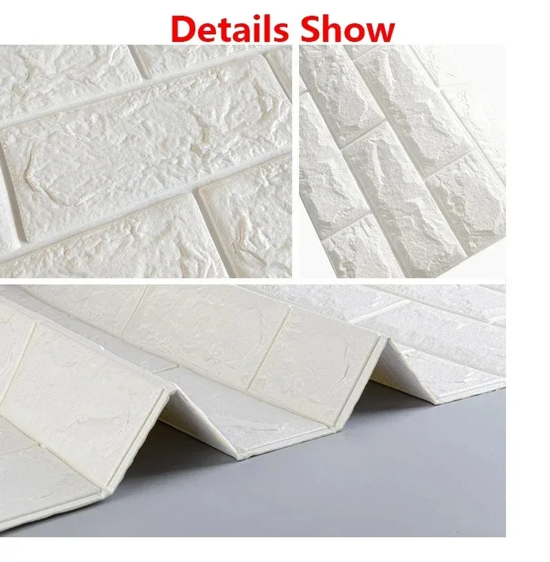 40pc 3D Self Adhesive Soft Foam Brick Pattern Wallpaper Stain-resistant Wall Stickers White/Black Waterproof Stickers Room Decor