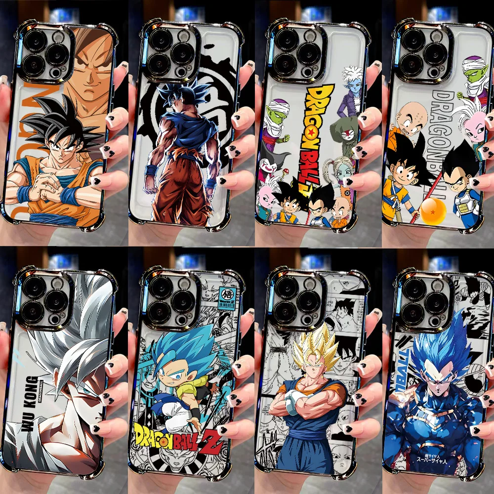 Plating Phone Case For Samsung A37 A57 A07 A36 A16 A06 A35 A55 A25 A26 A15 A54 A34 A24 A14 4G 5G Cool Goku Anime Dragons Balls