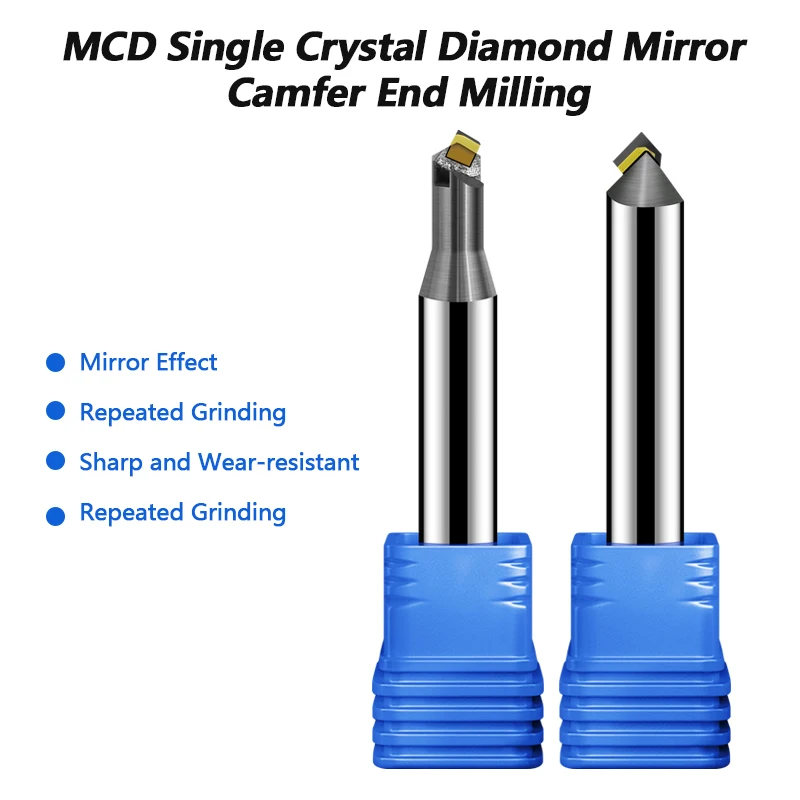 

MCD Diamond Milling Cutter Chamfering Polishing End Mill Milling blade Engraving Bit Carving Tools For Cutting Copper Aluminum