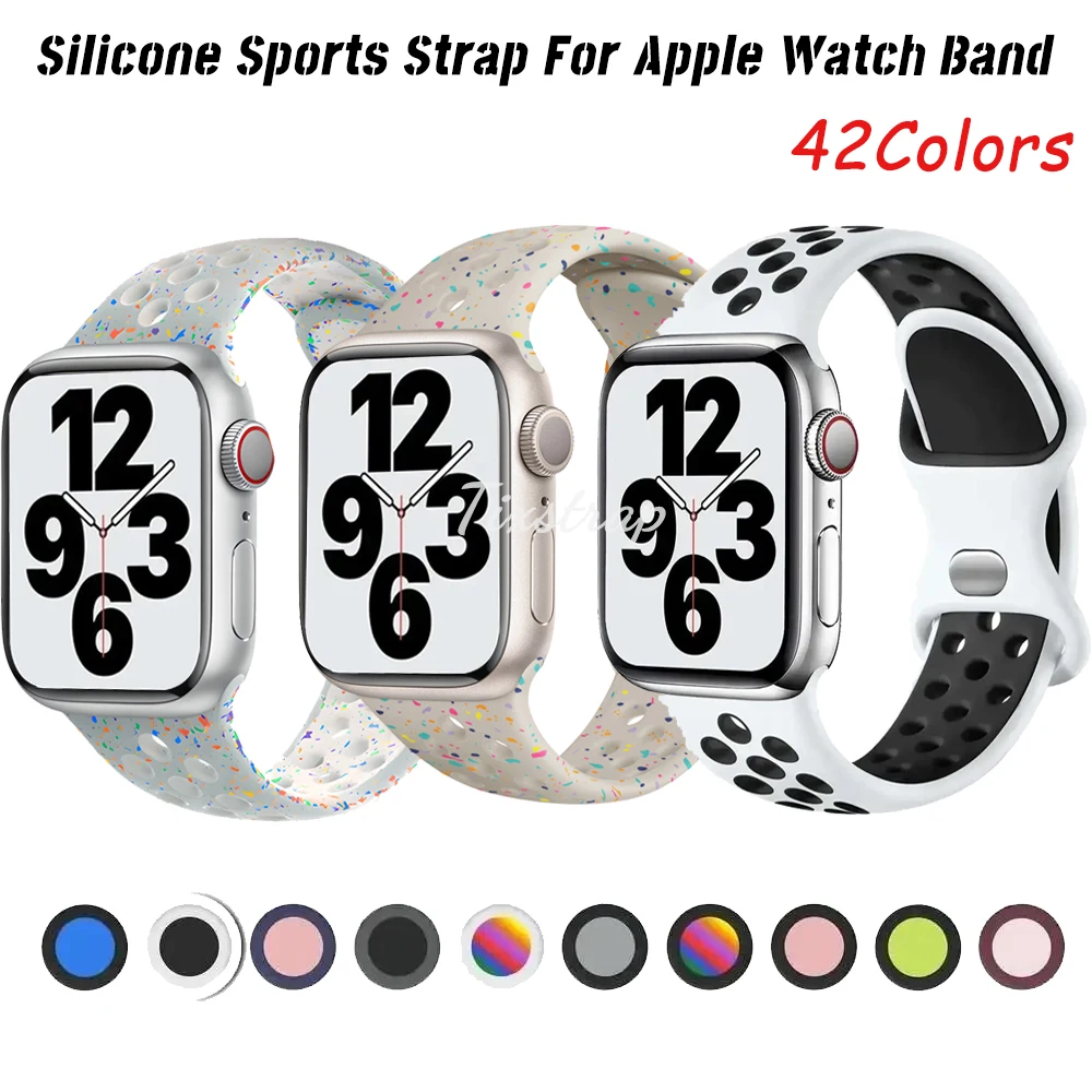 Strap For Apple Watch Band 49mm 44mm 45mm 42mm 41mm 38mm 40mm correa Silicone sports bracelet iwatch 8 SE 7 6 5 Ultra 49mm