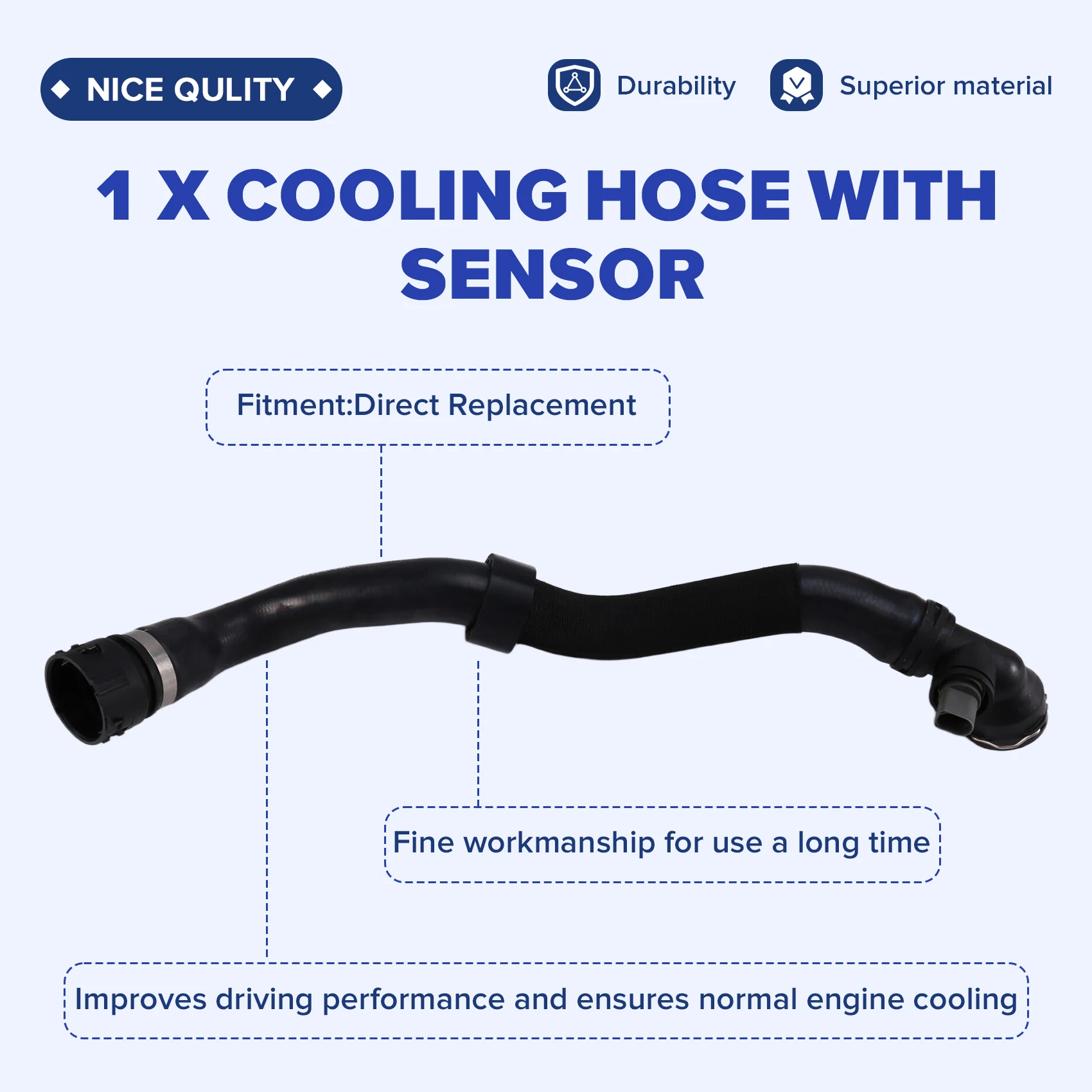 1K0122051GN Radiator Coolant Hose With Sensor For Skoda Superb Haorui Octavia Mingrui Yeti VW Golf Passat Jetta Beetle