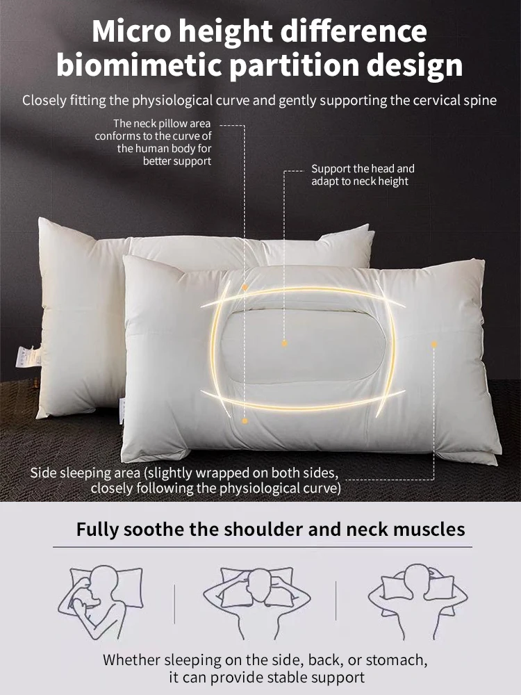 Soft Feather Velvet Pillow sleep neck Pain Relief aide à dormir relax Cervical vertèbre orthopédique anti - rides anti - ronflement sommeil adulte