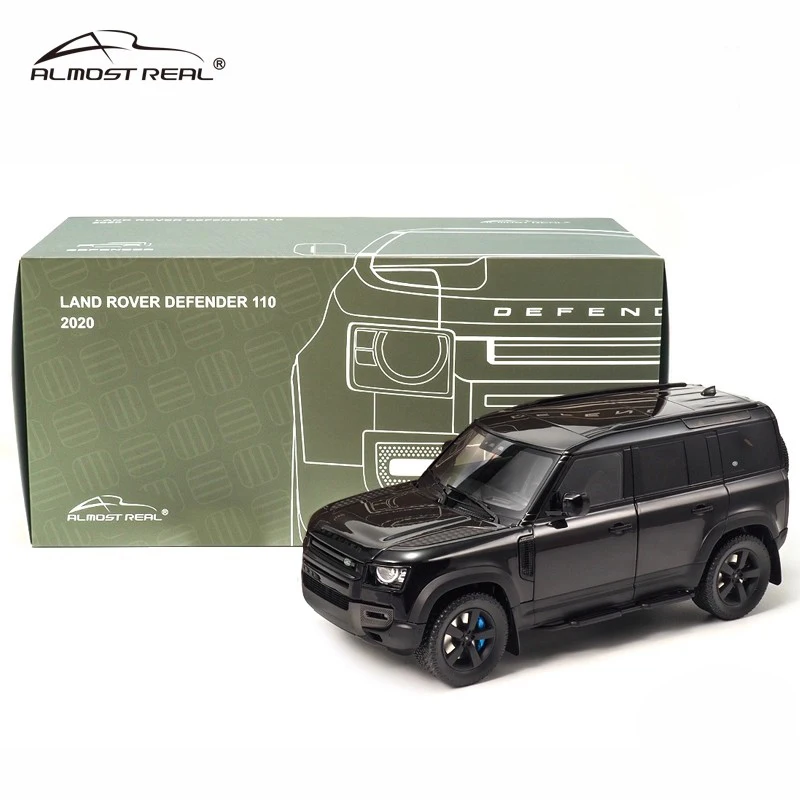 

Почти настоящий 1/18 новый Land Rover Defender 110, модель автомобиля, имитация литья под давлением, полное открытие, черный сплав, автомобиль 2020, подарок на день рождения для мальчика