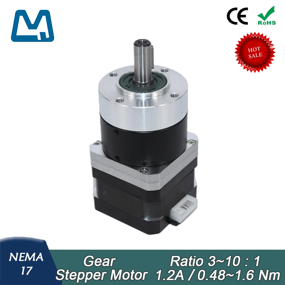 

Nema17 Planetary Gearbox Ratio 10:1 Keyway Shaft 42 Stepper Motor 26mm Body Lenght 1.2A 0.16Nm