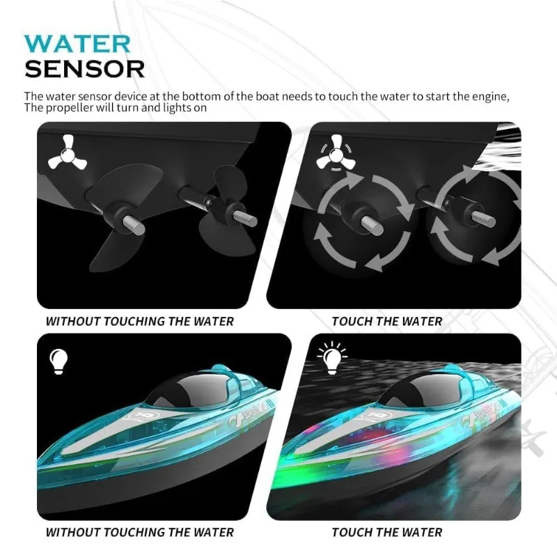 Радиоуправляемая лодка с фонариком V555 2,4 ГГц, гоночная лодка 15 км/ч с ярким фонариком, для взрослых и детей с перезаряжаемой батареей
