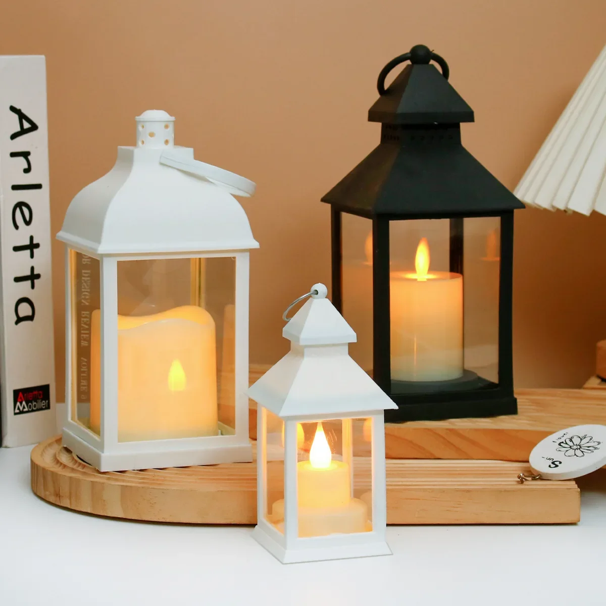 Holiday Atmosphere Retro LED Candle Lantern Portable Tent Camping Night Light Outdoor Garden Desktop Decorative Lamp